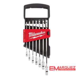 SET DE LLAVES 7 PZAS. CON TRINQUETE DESDE 8 MM A 17 MM  MILWAUKEE
