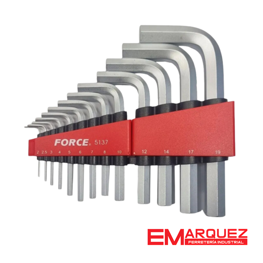 SET DE LLAVE ALLEN 2 A 19 MM 13 PZAS FORCE 5137